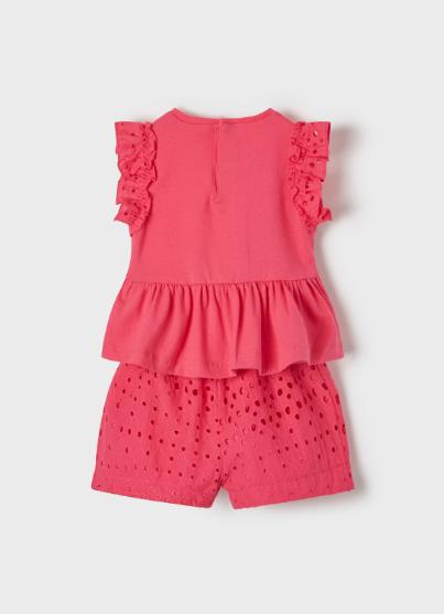 Eyelet Bermuda Set | Hot Pink | 1246