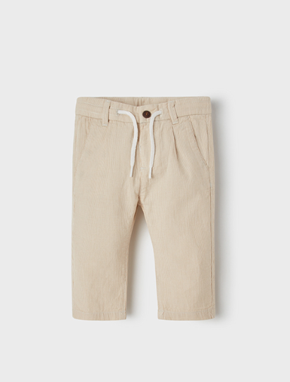 Beige Striped Linen Pants | 1511