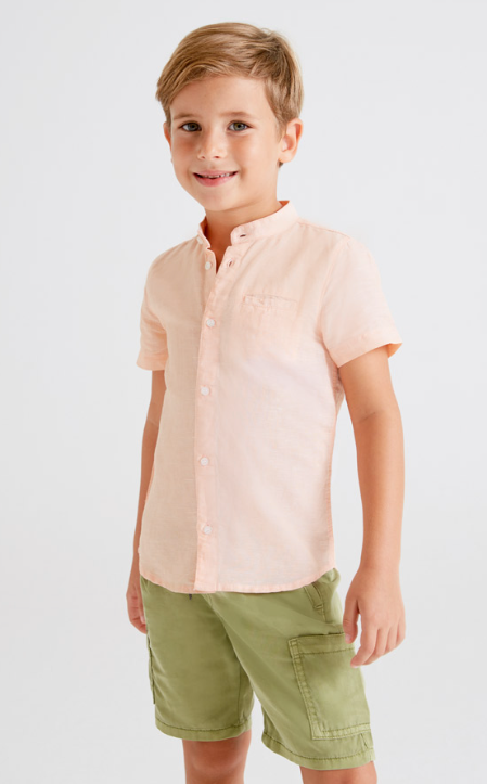 Short Sleeve Mandarin Collar Shirt | 3119