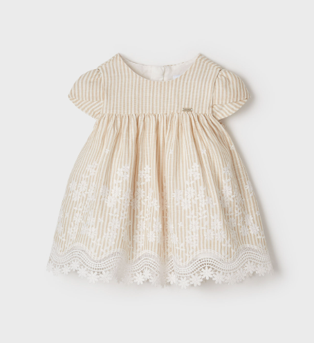 Flower Embroidered Striped Dress | 1906