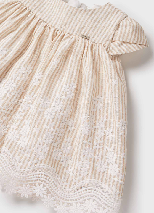 Flower Embroidered Striped Dress | 1906