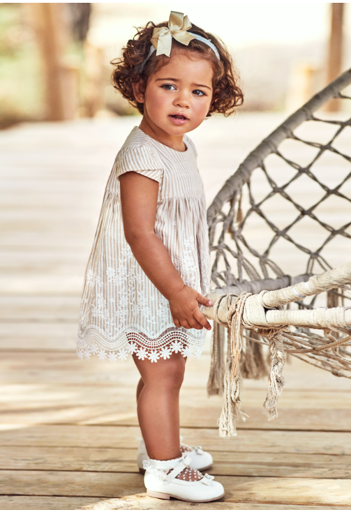 Flower Embroidered Striped Dress | 1906