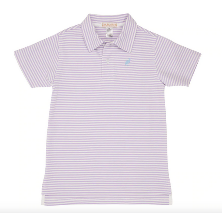 Prim and Proper Polo | Lauderdale Lavender Stripe w/Blue