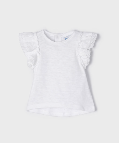 Eyelet Sleeve White Shirt | 1027