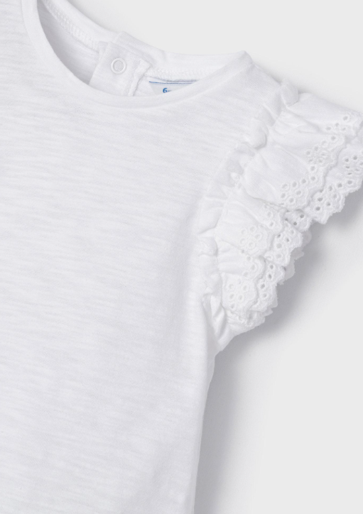 Eyelet Sleeve White Shirt | 1027