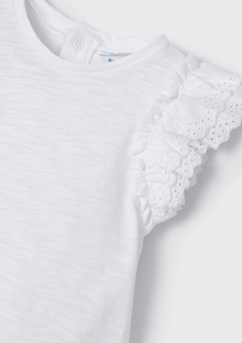 Eyelet Sleeve White Shirt | 1027