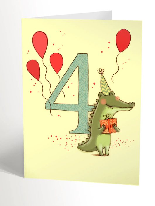 4 Years Old Birthday Card