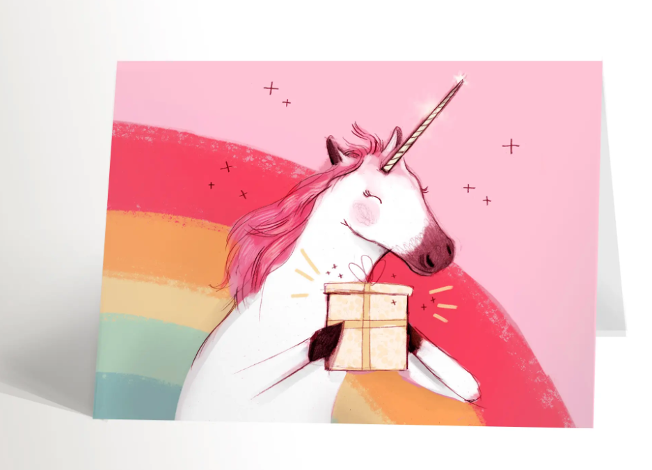 Pink Unicorn Birthday Card