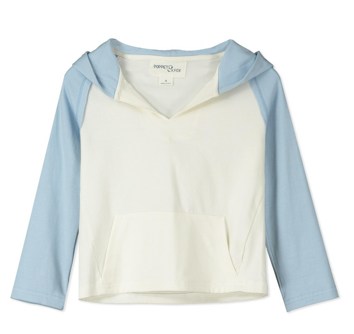 Santorini Blue and White Hooded Jersey Top