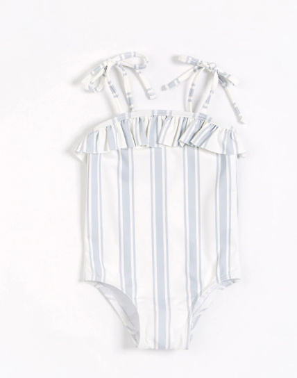 Baltic Stripes Ruffle Trimmed Swimsuit
