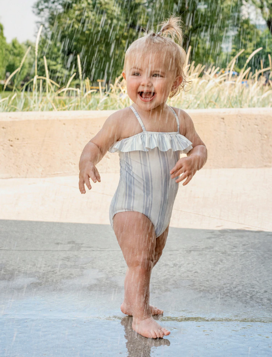 Baltic Stripes Ruffle Trimmed Swimsuit