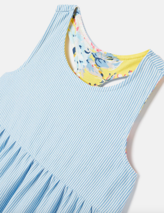 Juno Tiered Jersey Dress | Blue Stripe