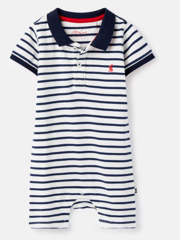 Filbert Polo Romper | Navy Stripe