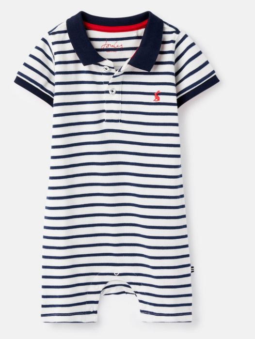 Filbert Polo Romper | Navy Stripe