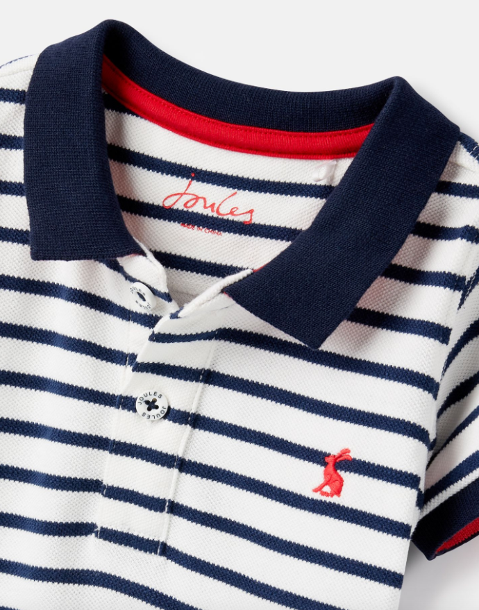 Filbert Polo Romper | Navy Stripe