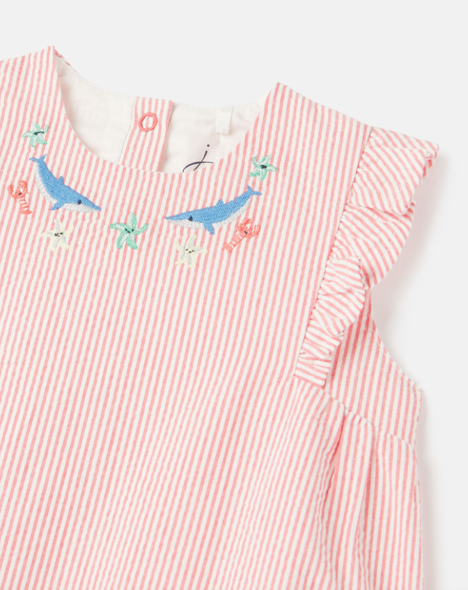 Lily Woven Romper | Pink Stripe