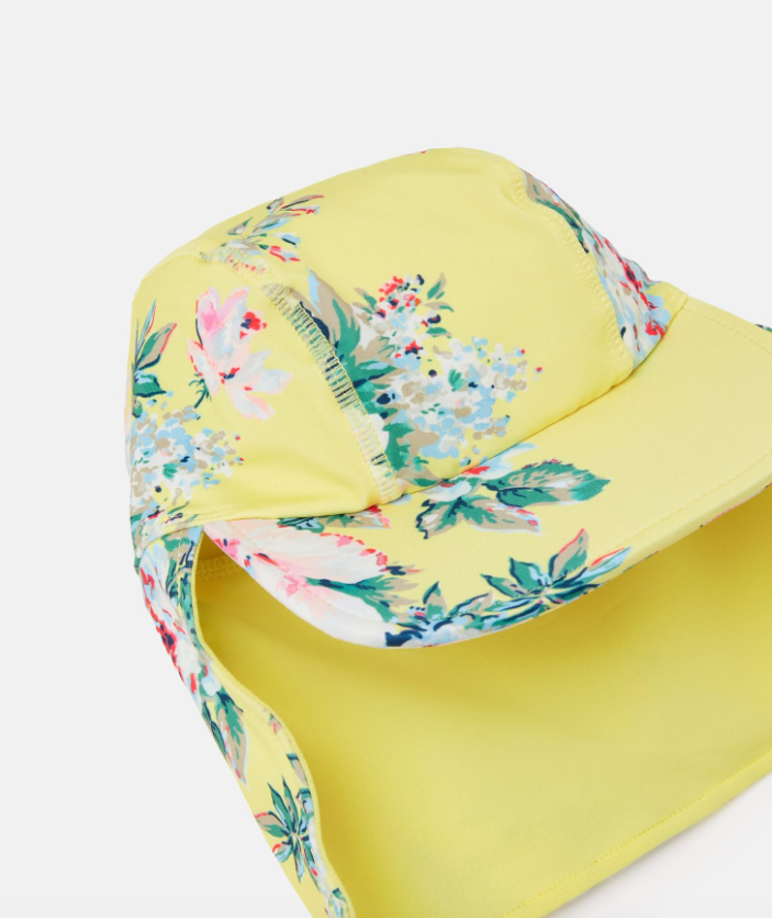 Yellow Floral Swimsuit and Hat Set