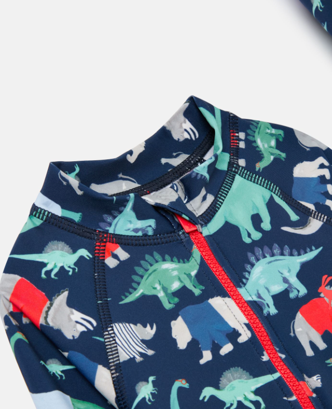 Blue Dino Swimsuit and Hat Set