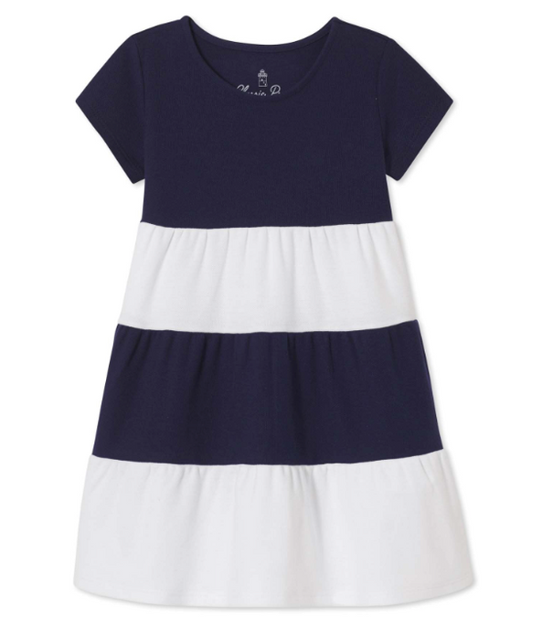 Holly Tiered Dress | Bright White Blue