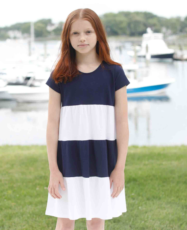 Holly Tiered Dress | Bright White Blue