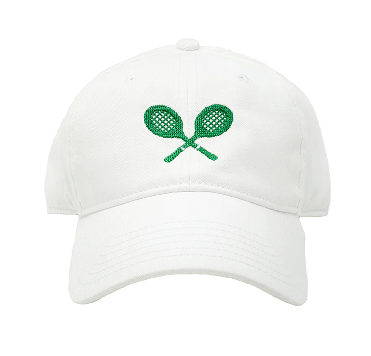 White Embroidered Baseball Hat | Tennis Rackets