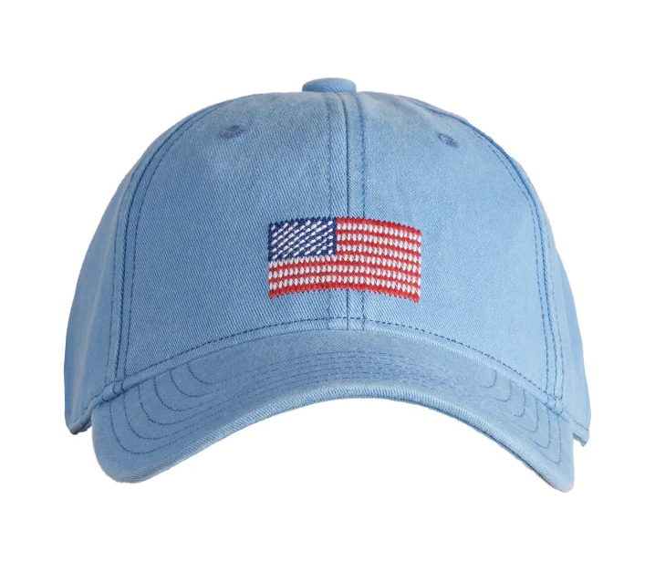 Light Blue Embroidered Baseball Hat | American Flag