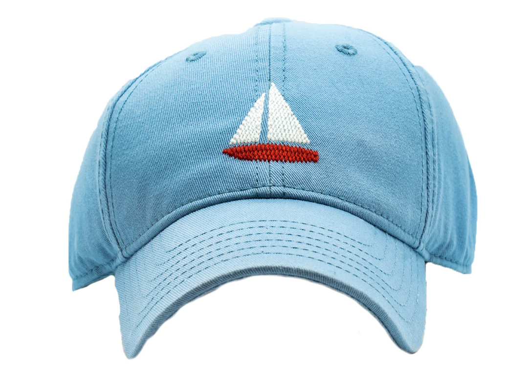 Faded Chambray Embroidered Baseball Hat | Sailboat