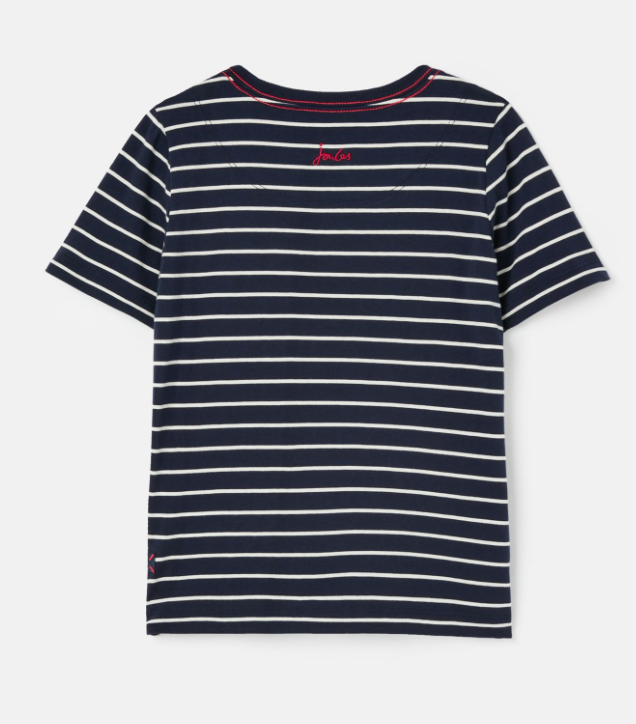 Zipadee Navy Stripe Dino Applique T-Shirt