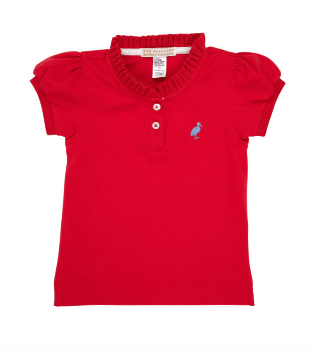 Little Miss Prim and Proper Polo | Richmond Red w/Park City Periwinkle Stork