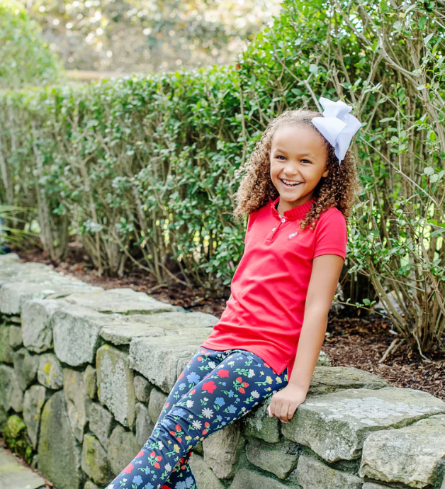 Little Miss Prim and Proper Polo | Richmond Red w/Park City Periwinkle Stork