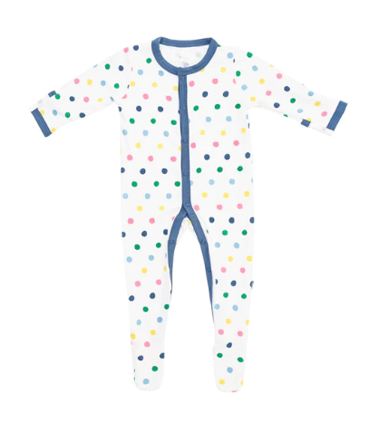 Kyte Zippered Footie | Spring Polka Dots