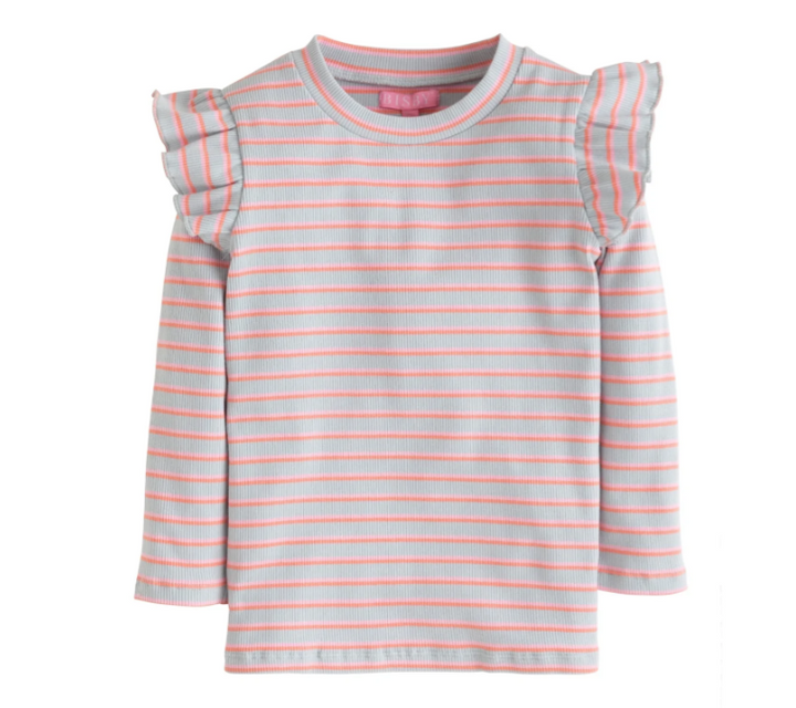 Sadie Top | Grey & Pink Stripe
