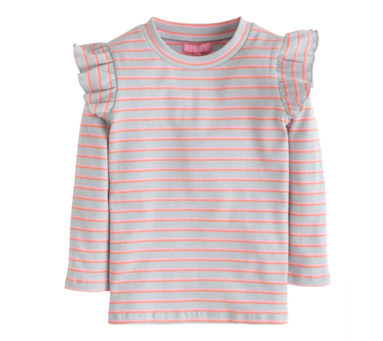 Sadie Top | Grey & Pink Stripe