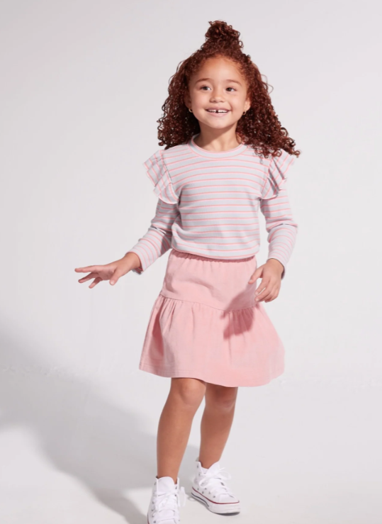 Sadie Top | Grey & Pink Stripe