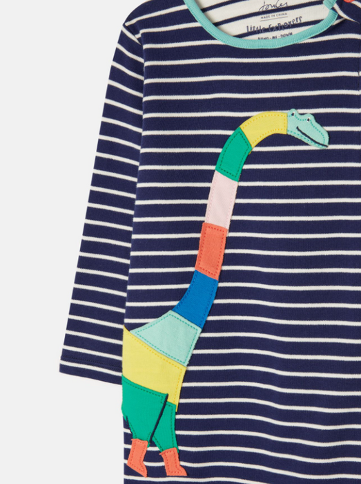 Winfield Sleepsuit | Navy Stripe Dinosaur