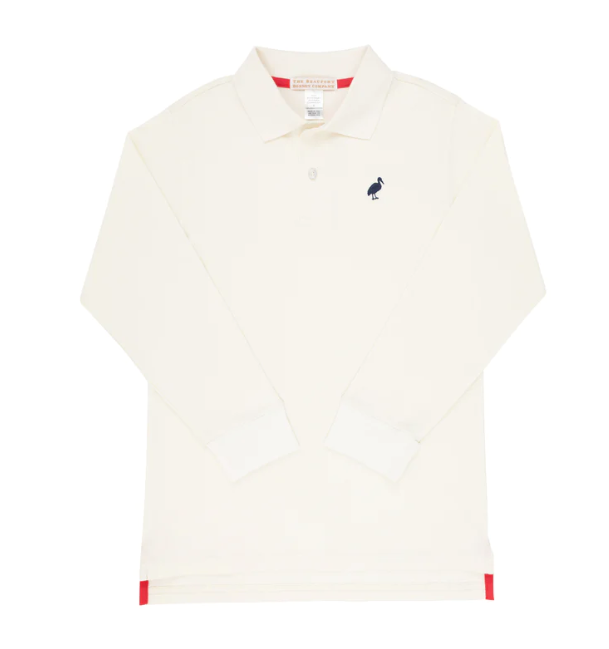 Prim and Proper Long Sleeve Polo | Palmetto Pearl w/Navy
