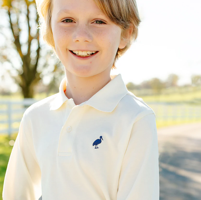 Prim and Proper Long Sleeve Polo | Palmetto Pearl w/Navy
