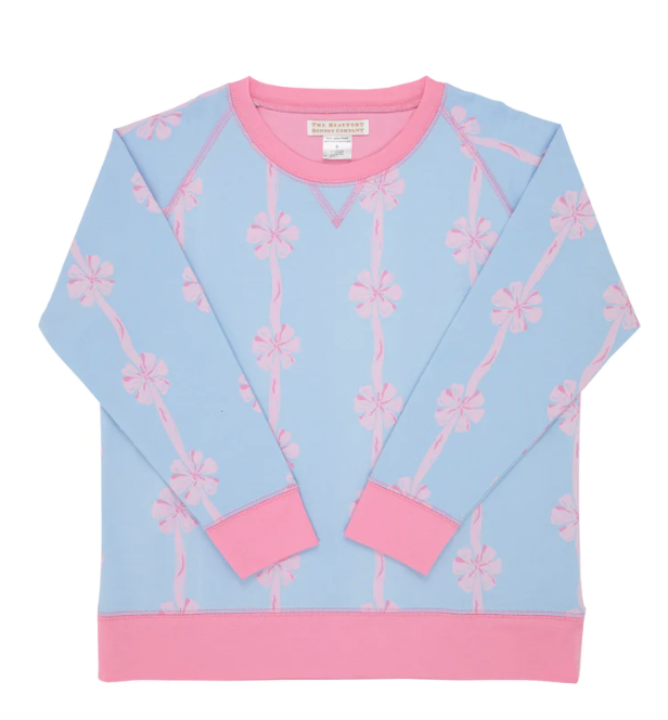 Cassidy Comfy Crewneck French Terry | No Bow No Go Hamptons Hot Pink