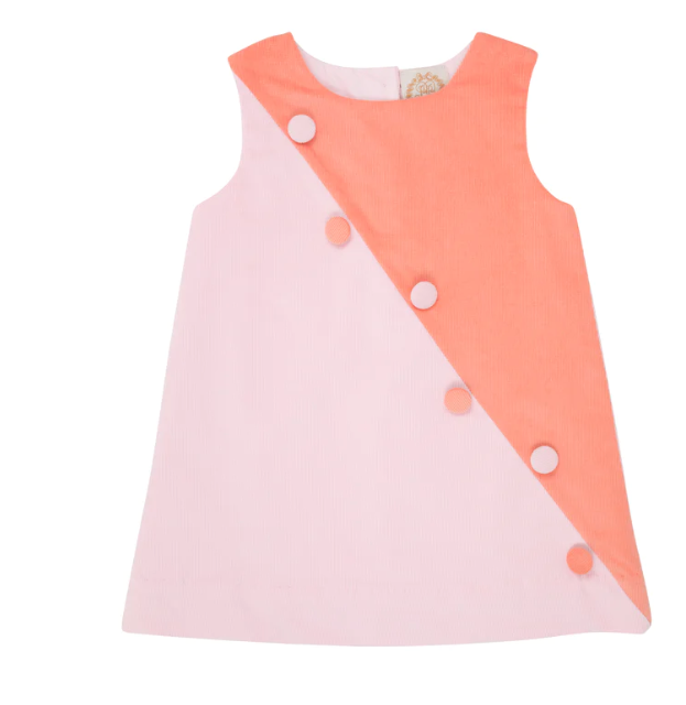 Blake Button Dress | Seashore Sherbert/Palm Beach Pink