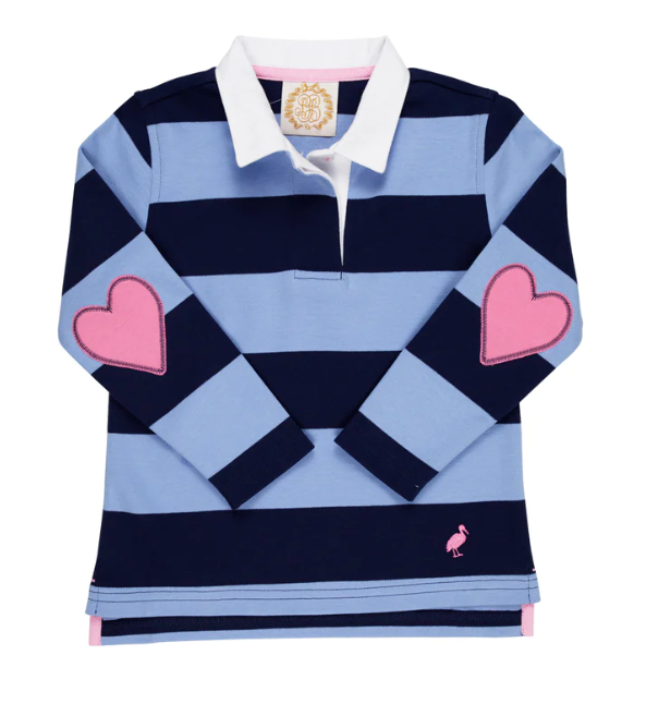 Ramsey Rugby Shirt | Nantucket Navy Park City Periwinkle Stripe Hamptons Hot Pink Hearts