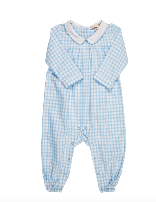 Price Playsuit Flannel | Blue Chastain Check Worthington Avenue White