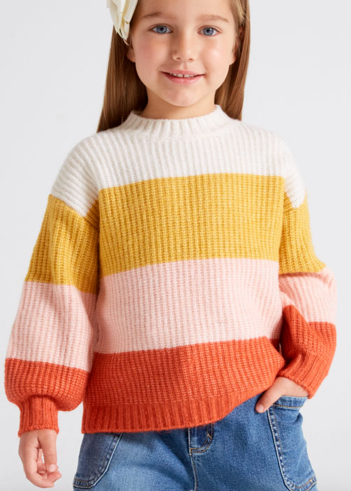 Orange Colorblock Sweater | 4306