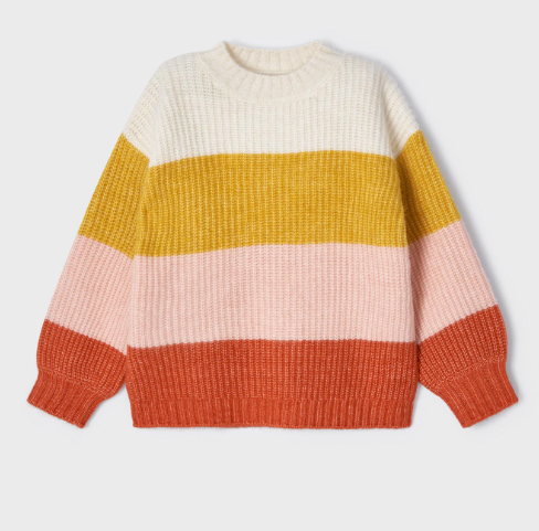 Orange Colorblock Sweater | 4306