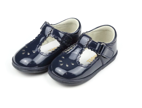 Patent Navy Dottie Scalloped Perforated Mary Jane (F-210NY)