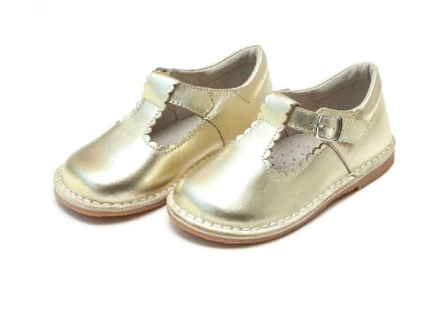 Gold Selina Scalloped T-Strap Mary Jane (F-500GD)