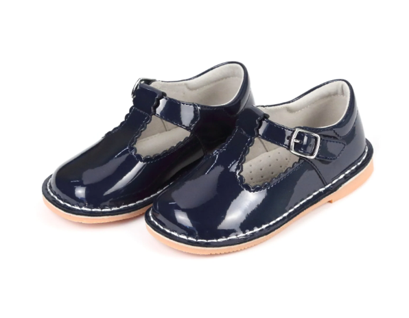 Patent Navy Selina Scalloped T-Strap Mary Jane (F-500PNY)