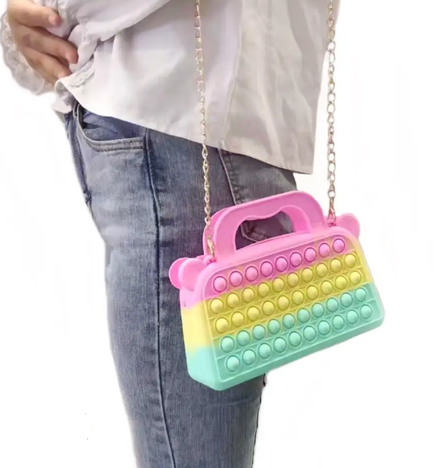 Pastel Fidget Pop Purse w/Gold Strap