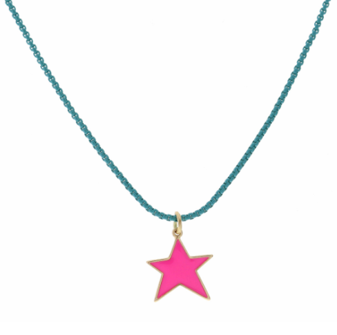 Pink Enamel Star Necklace