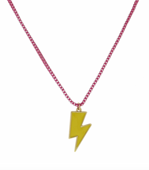 Yellow Enamel Lightning Bolt Necklace
