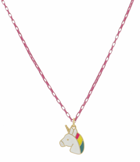 Enamel Unicorn Head Necklace